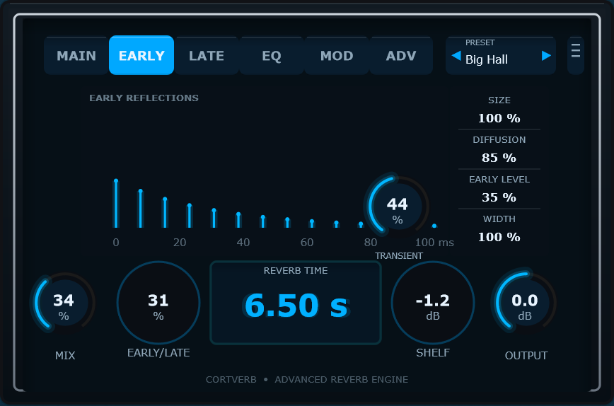 CortVerb Early screen — reflection taps