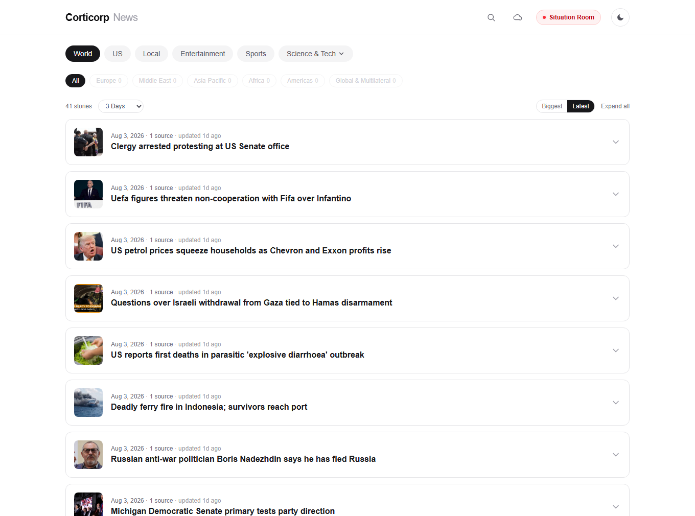 Corticorp News synthesized story feed